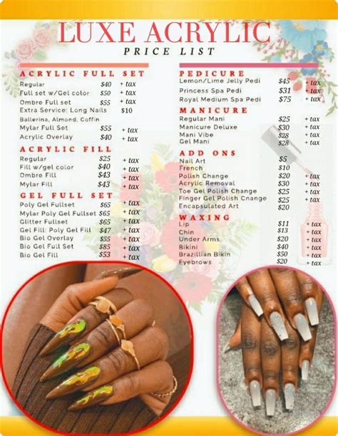 Nail Salon Price List | Acrylic Nails Price