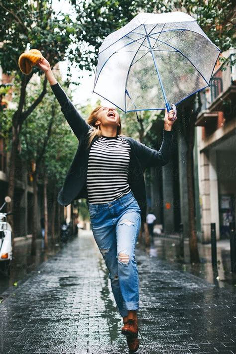 "Woman Enjoying In A Rainy Day." by Stocksy Contributor "BONNINSTUDIO " | Umbrella photoshoot ...