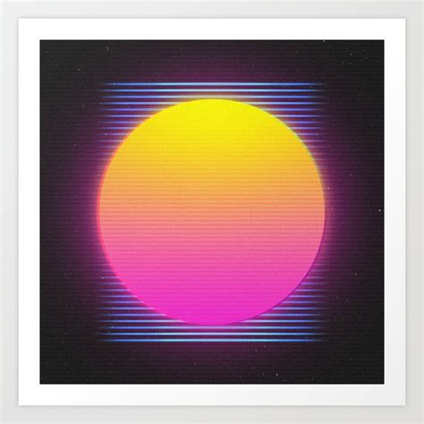 Retro 80's Neon Sunrise Art Print by Monolith Design | Society6