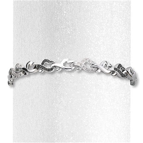 Kay Jewelers Black Diamond Bracelet 1/2 ct tw Round-cut Sterling Silver- Bracelets