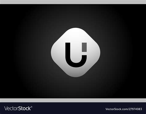 Alphabet black white u letter logo shape icon Vector Image