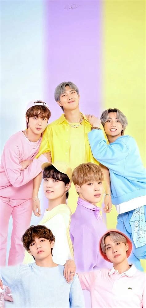 Download Portrait Pastel Cute BTS Group Wallpaper | Wallpapers.com