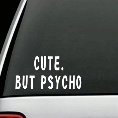 20*10cm Cute But Psycho Car Bumper Sticker Girly Funny Drift Jdm Wall Art Decal Fashion Sticker ...