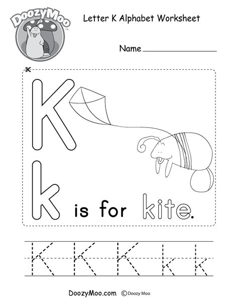 Letter K Alphabet Activity Worksheet - Doozy Moo