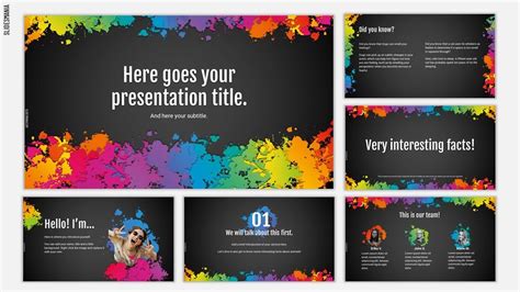 Colorful paint splashes | Free PowerPoint template & Google Slides theme