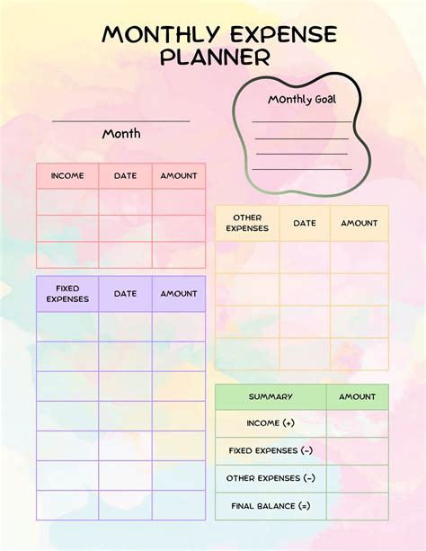 Monthly Expense Planner Digital Money Tracker - Etsy