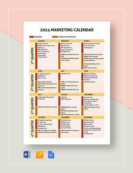 Marketing Calendar Template - 30+ Excel, PDF Documents Download | Free & Premium Templates