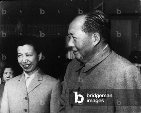 1960 portrait of Chinese politician Mao Tse Tung (Mao Zedong or TSE-tung) and his wife Jiang Qing