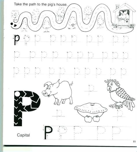 the letter p worksheet with pictures of animals and letters