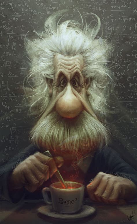 Albert Einstein illustration, Albert Einstein, cartoon, caricature, formula HD wallpaper ...