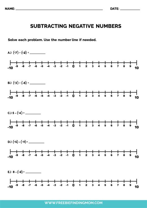 Adding Positive And Negative Number Worksheet