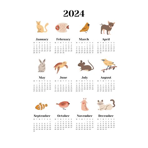 Cute Animal Calender, Printable Calendar, Monthly Planner Schedule, Instant Download - Etsy in ...