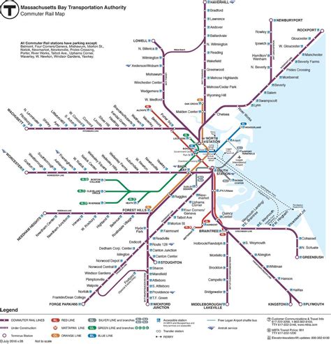 MBTA commuter rail map - Commuter rail map Boston (United States of America)