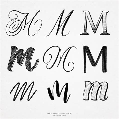 Hand lettering M | 9 ways to draw a "M"