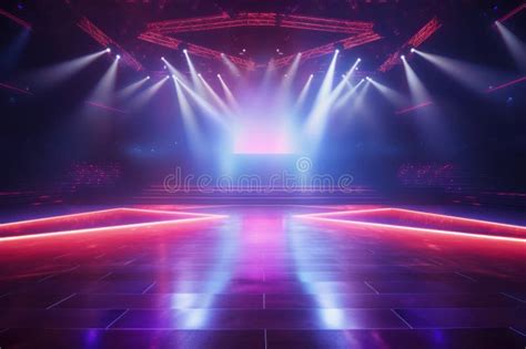 Empty Concert Stage with Illuminated Spotlights Stock Photo - Image of smoke, bright: 303268006