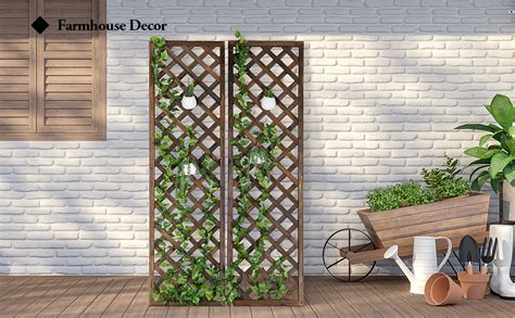 Amazon.com : MyGift Brown Wood Wall Hanging Large Garden Trellis for Climbing Plants Outdoor ...