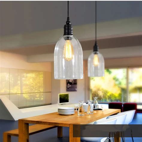 Clear Glass Modern Pendant Lights Industrial Lighting Fixtures Kitchen Island Pendant Light ...