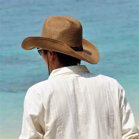 New Luxury Fashion Men's Beach Straw Cowboy Hat Jazz Summer Sun hats Cowboy Cap Fishing Trip Cap ...