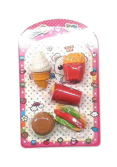 3D Fast Food Shape Cute Erasers Online India|Buy @Best Price