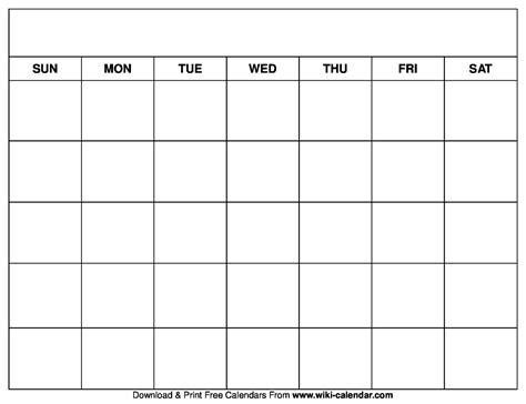 Blank Calender Template - Sarseh.com