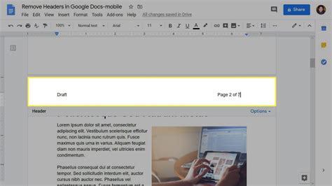 How to Remove Header in Google Docs