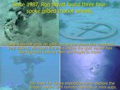 Egyptian chariot wheels discovered by Ron Wyatt in the Gulf of Aqaba where the Israelites ...