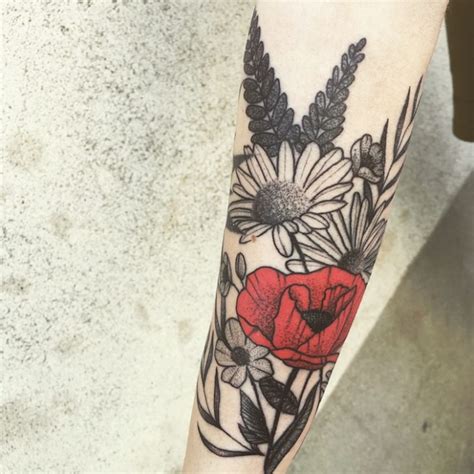 Poppy and Daisy Tattoo on Arm - Best Tattoo Ideas Gallery