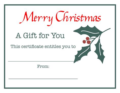 Christmas Gift Voucher Templates - 10 Free PDF Printables | Printablee