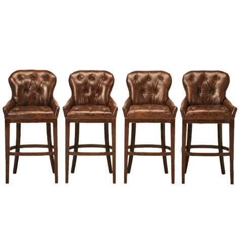 Amazing Set of 4 Vintage French Casino Tufted Leather Bar Stools at 1stDibs | vintage leather ...