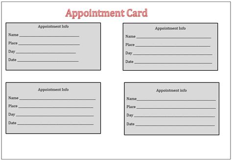 Printable Appointment Reminder Cards Template Free - Printable Word Searches