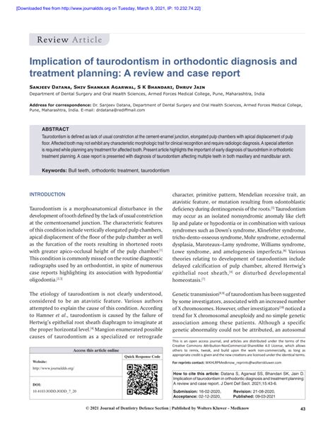 (PDF) Implication of taurodontism in orthodontic diagnosis and treatment planning A review and ...