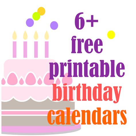 6+ free printable birthday calendars - perpetual calendars - Geburtstagskalender | MeinLilaPark