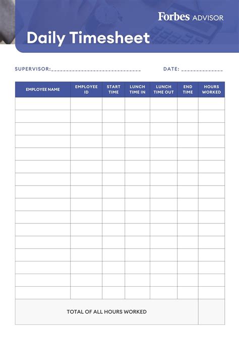 Free Time Sheet Template (2024 Guide) – Forbes Advisor