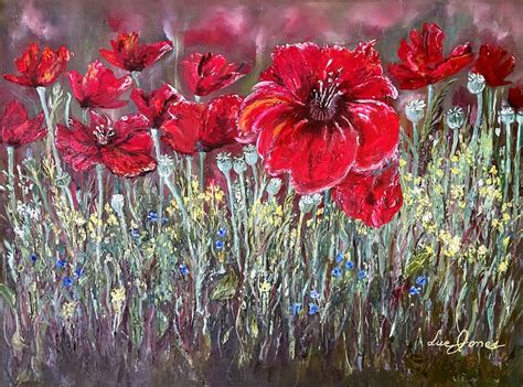 Poppies Original Oil painting Red flowers textured canvas | Etsy