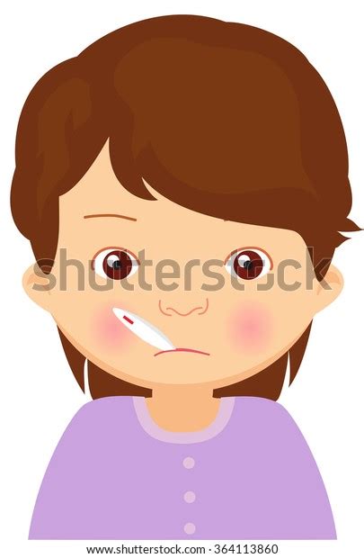 Sick Girl Thermometer Vector Cartoon Illustration Stock Vector (Royalty Free) 364113860 ...