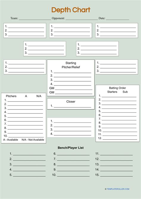 Baseball Depth Chart Template Download Printable PDF | Templateroller