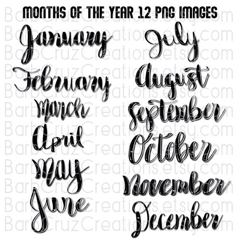 Months, Months of the Year, Graffiti Letters, Cursive Airbrush, Airbrush images, Sublimation ...