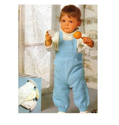 Baby Overalls Bib Playsuit and Sweater Knitting Pattern Vintage Overalls Knitting Pattern PDF ...