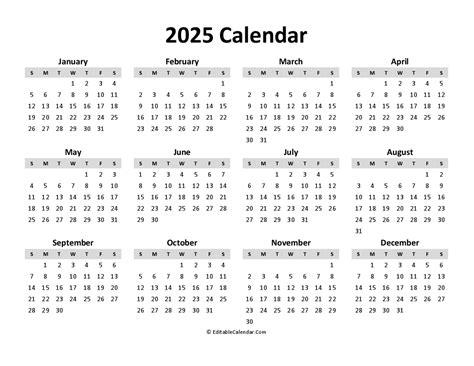 Download Free Printable Calendar 2025 (PDF Version)