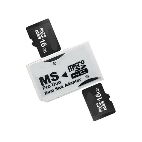 Dual MS Pro Duo Card Adapter Converter Memory Stick For sony PSP 1000 2000 3000 for two 2 micro ...