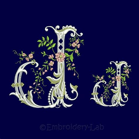 Floral J Monogram Machine Embroidery Design Wedding Alphabet J | Etsy