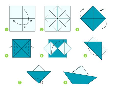 Ship origami scheme tutorial moving model. Origami for kids. Step by step how to make a cute ...