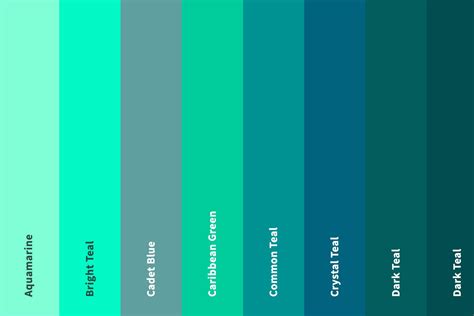 37+ Shades of Teal Color (Names, HEX, RGB, & CMYK Codes) | Shades of teal, Teal color palette ...