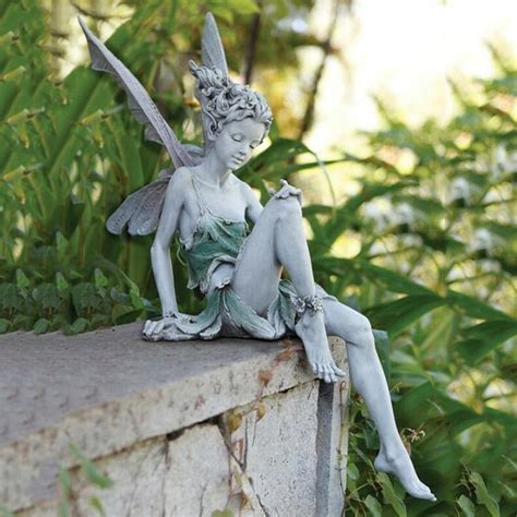 Garden Fairy Statue - Sitting Fairy Statue Resin Craft Fairy Figurine Garden Ornament Decorative ...