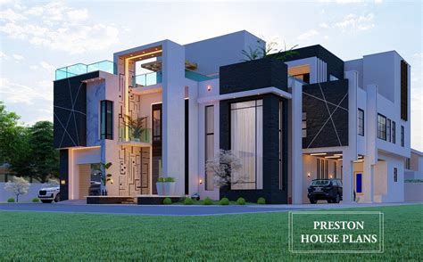 7 bedroom contemporary villa - Preston House Plans