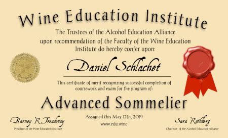 WEI Sommelier Certifications