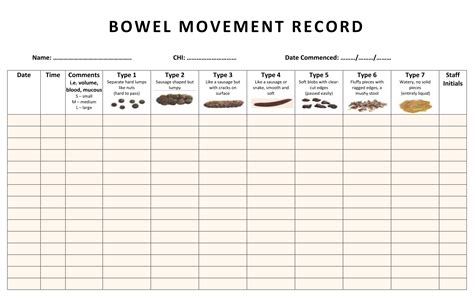 Free Printable Bowel Movement Record Chart - Printable Word Searches