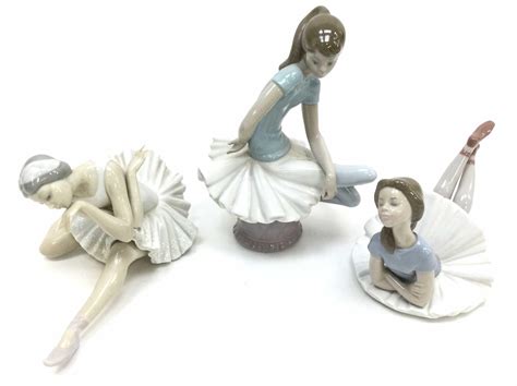 Lot - (3) Lladro Porcelain Ballerina Figurines