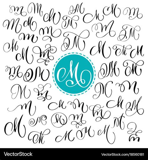 Set of hand drawn calligraphy letter m Royalty Free Vector