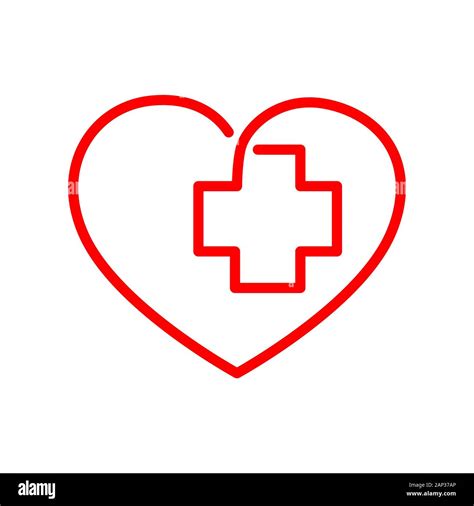 Medical cross inside in the heart symbol. Red medical sign, isolated on white background. Vector ...